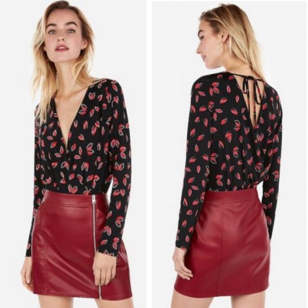 Express ~ Petal Print Surplice Bodysuit